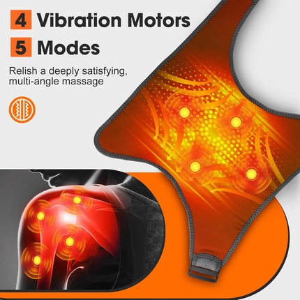 Cordless Shoulder Heating Pad, Heated Shoulder Brace with 4 Vibration Motors, En