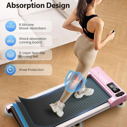 Under Desk Walking Treadmill for Home Fitness, 265 Lbs Capacity 2 in 1 Pad for W