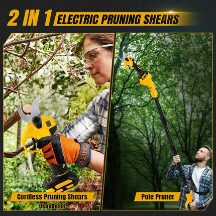 (Tool Only) Cordless Electric Pruning Shears with Telescopic Pole for DeWalt 20V