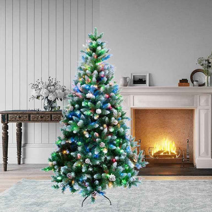 Prelit Artificial Christmas Tree Flocked Snow Trees with Pine Cone Decoration 5FT https://a.co/d/075ie9q7