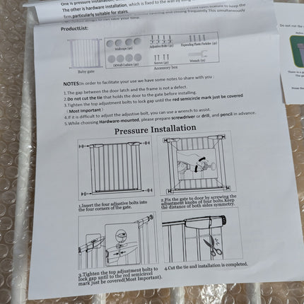 ALLAIBB 26 27 28 inch Baby Gate Wide Pressure Mounted White Walk Through Auto Cl