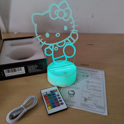 Cat Night Light Cute Night Light - Anime Charater 16 Color Change Decor Kitty La