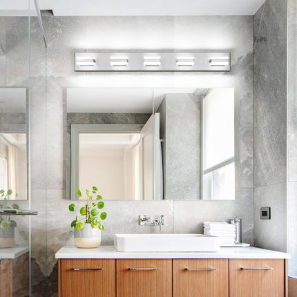 SOLFART Dimmable LED Modern Brushed Nickel Bathroom Vanity Lights Over Mirror 5