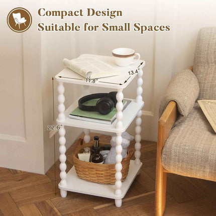 Fultyle End Table, Small Side Table with 3 Tier Open Shelf, Modern NightStand Be