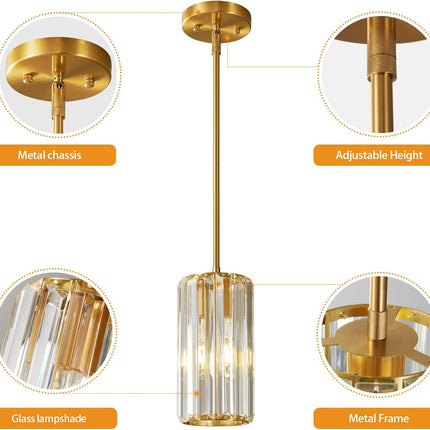 zhllmq Gold Pendant Lighting Modern Pendant Light Mini Crystal Chandeliers Adjus