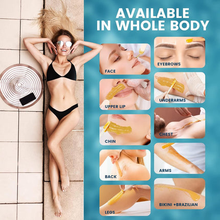 Waxing Kits Wax Melt Warmer: Wax Kit with 4*100g Hard Waxing Beans &30Pcs Waxing