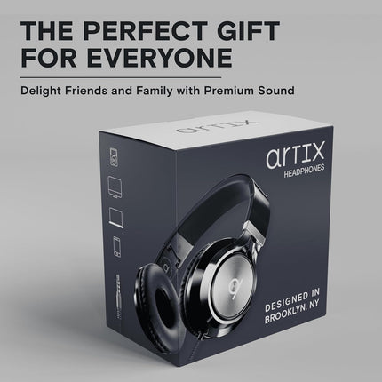 Artix® CL750 Premium Wired On Ear Headphones with Microphone, Comfortable Noise