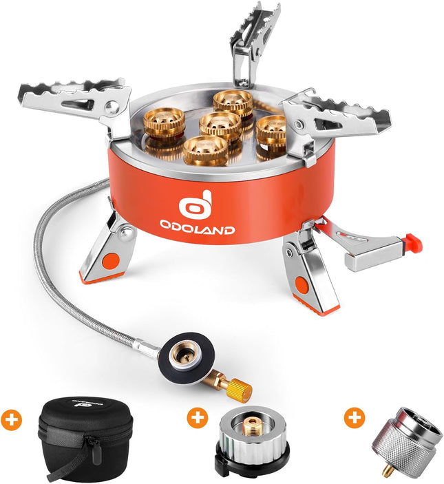 Odoland 9000W Camping Stove, Windproof Adjustable Lightweight Backpacking Gas St