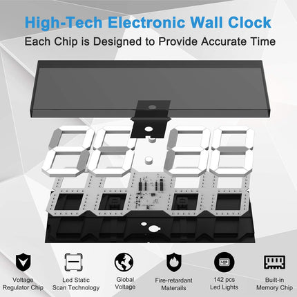 CHKOSDA 18''Digital Wall Clock,Large LED Wall Clock with 6” Numbers, Remote Cont