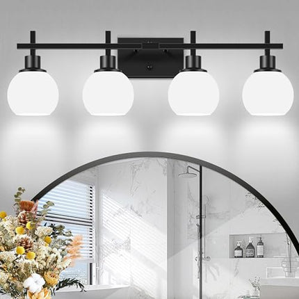 4-Light Modern Vanity Lighting Fixtures, Bathroom Wall Mounted Vanity Light,Blac