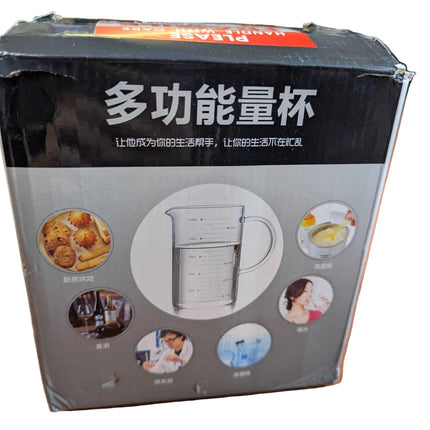 Measure Cup with Lid Scale, Heat Resistance Transparent Juice Milk Water Glass D