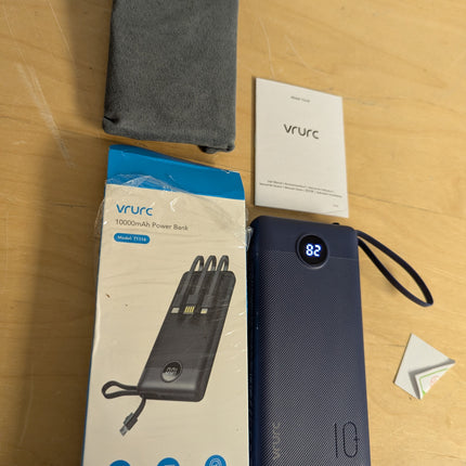 VRURC Portable Charger Buile-in 4 Cables 10000mAh, SlimPower Bank, 5 Output 2 In