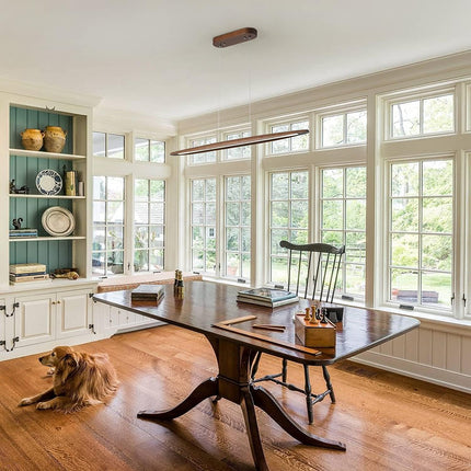 YISDESIGN 39" Wood Linear Pendant Light LED Dimmable Hanging Light Dinning Room