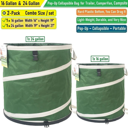 16 Gallon and 24 Gallon Collapsible Trash Can Solid Bottom for Pop-Up Trash Can,