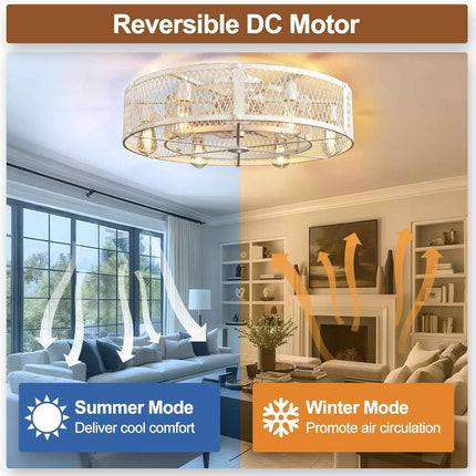 Depuley Flush Mount Ceiling Fan: 26 Inch Low Profile Ceiling Fans with Lights an