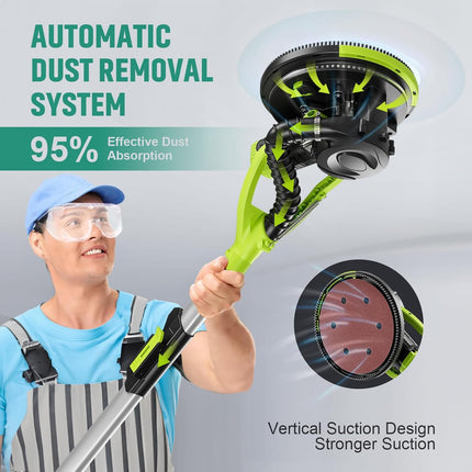 PTS Drywall Sander, 8.5A Electric Drywall Sander with Vacuum Dust Collection, 5