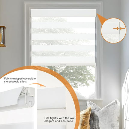 Persilux No Drill No Tool Zebra Blinds Light Filtering Dual Layer Privacy for Da