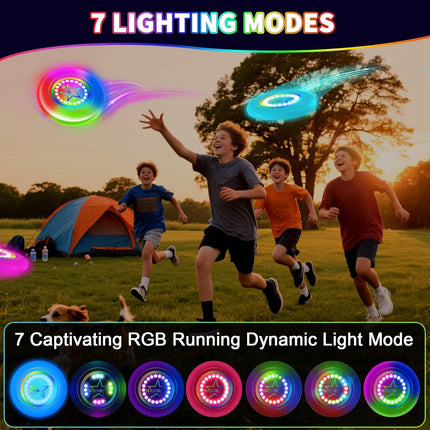 LED Light Up Flying Disc Toys for Kids Adults, Rechargeable, 175g 4 Brightness,