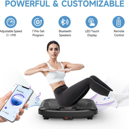 Taevno Vibration Plate Exercise Machine, 199 Adjustable Speeds & 7 Modes