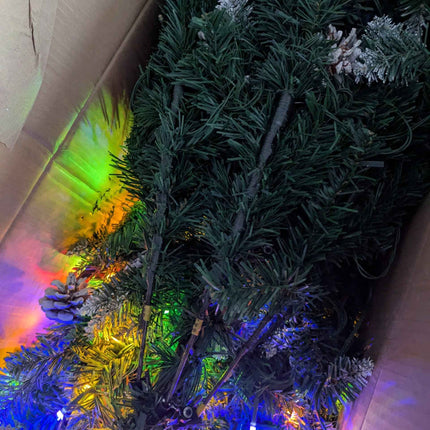 Prelit Artificial Christmas Tree Flocked Snow Trees with Pine Cone Decoration 6FT https://a.co/d/0g7kI8mh