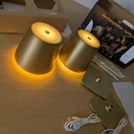 2 Pack Gold Rechargeable Table Lamps,Cordless Lamp with 6000mAh Battery Operated