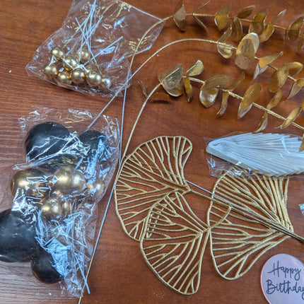 Gold color birthday party decorations leafs
