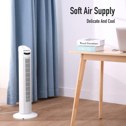 (No remote) 30'' Tower Fan, Portable Oscillating Quiet Cooling Fan, 3 Speeds, Bu