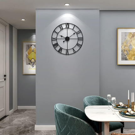 LEIKE Large Wall Clocks for Home Decor,Modern, 16" Round, Rustic, Silent Non Tic