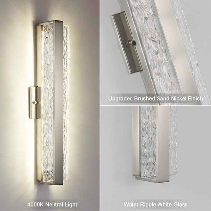 Faziyo Modern Crystal Wall Sconce,24 Inch Hardwired Wall Lamp,4000K Dimmable Bru