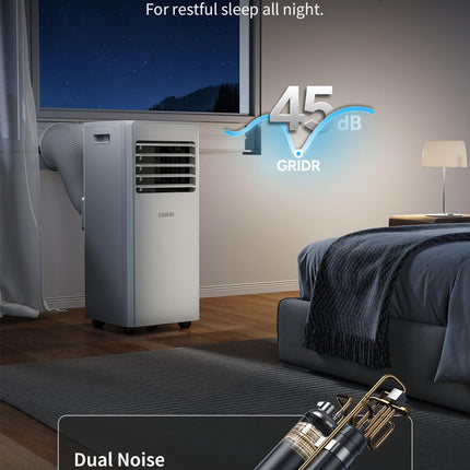GRIDR Portable Air Conditioners, 8,000 BTU AC Unit for Bedroom with 4 Modes Cool