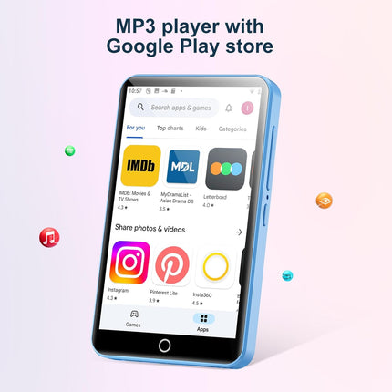 Oilsky 80GB MP3 Player with Bluetooth and WiFi, Mp3(Blue)