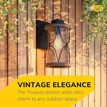 Inlight 10 4/5''H 1-Light Farmhouse Outdoor Porch Exterior Wall Lantern, Clear S