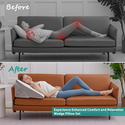 Bedluxe Wedge Pillow for Sleeping, Adjustable 9&12 Inch Foldable Bed Wedge Pillo