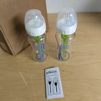 Dr. Brown's Natural Flow Anti-Colic Options+ Wide-Neck Baby Bottle, 2x9 oz Bottl