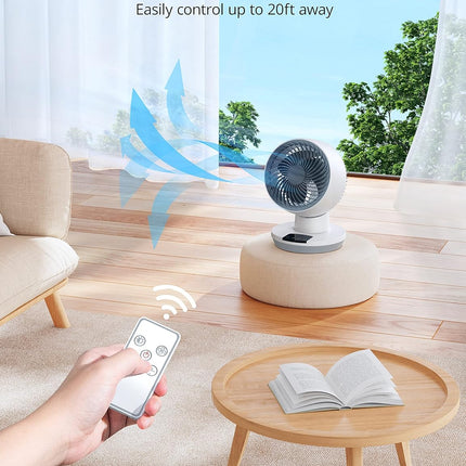 Air Circulator Fan with Remote, Small Oscillating Table Fan with 8-Hour Timer, 9