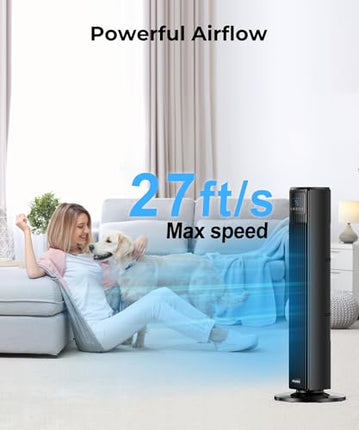 Abolee Tower Fan for Bedroom, Quiet Floor Fan, 90° Oscillating Fans for Indoors