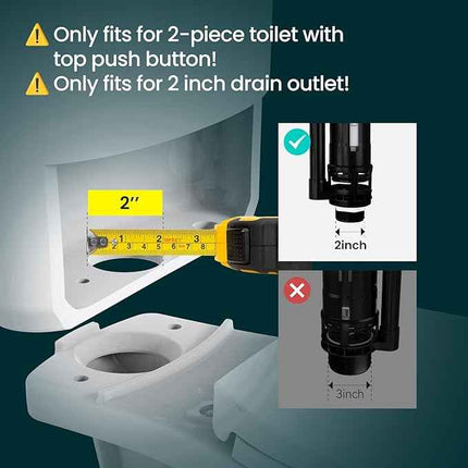 R&T 2-Inch Dual Flush Valve with Top Push Button Toilet Repair Kit Inside Tank d