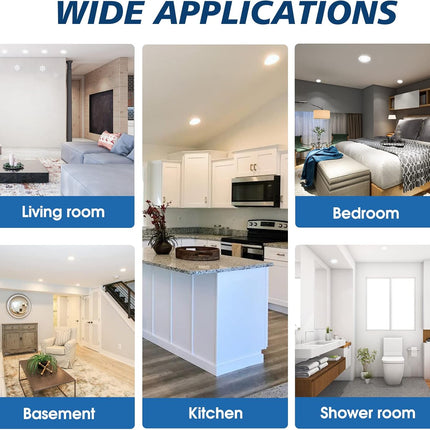 INCARLED 4Inch 3CCT Black Pot Lights, 3000K 4000K 5000k Potlights, 6Pack LED Rec