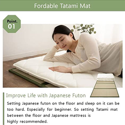 EMOOR Japanese Futon Mattress CLASSE Twin Made in Japan White, Foldable Floor Sl