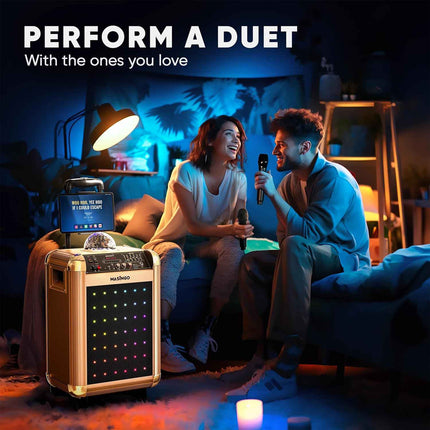 MASINGO Karaoke Machine for Adults and Kids with 2 Bluetooth Wireless Microphone