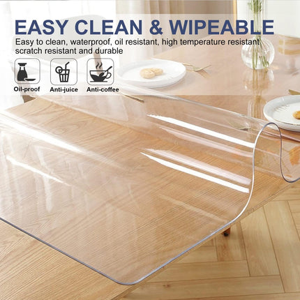 1.5mm Thick 22x42 in Clear PVC Table Cover Protector Waterproof Crystal Vinyl De