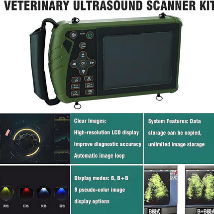 Veterinary Ultrasound Scanner Kit for Cattle, Horses, Pigs & Sheep, Portable Handheld Vet Scanner with Waterproof Probe