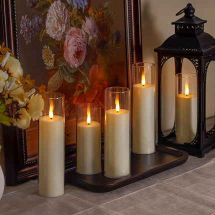 Yeelida Acrylic Flameless Flickering Candles with Remote Control and Timer, Batt