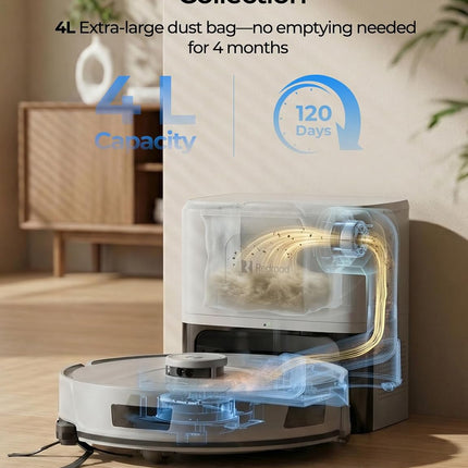 Redroad R11 Robot Vacuum and Mop, 20000Pa Suction, 120-Day Self-Emptying 4L Dust Bag, LiDAR Navigation, Alexa & App