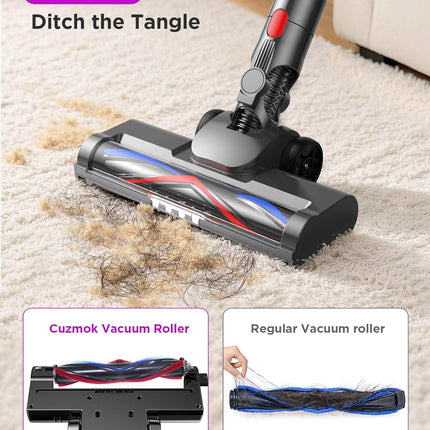 MQDXE Cordless Stick Vacuum Cleaner: 550W Powerful Suction, LED Display, 55 Min