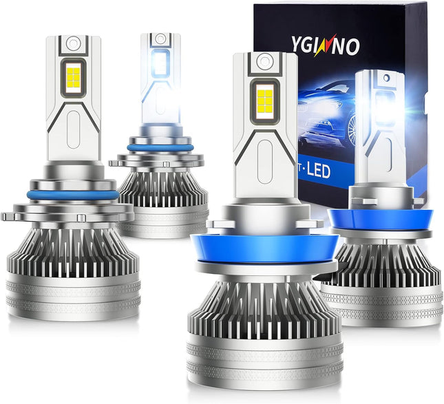 YGINNO 2023 Upgraded 9005 H11 LED Headlight Bulbs Combo,40000 Lumens 600% bright