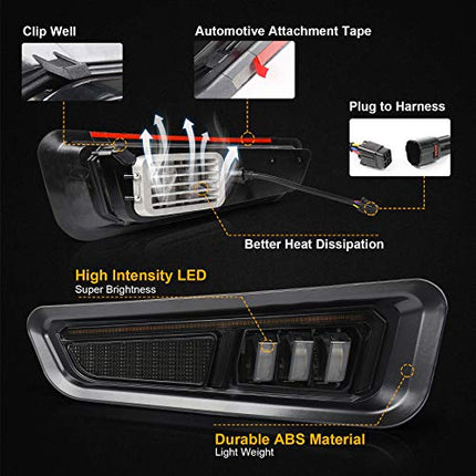 MOVOTOR Fog Lights with Sequential Amber Turn Signal DRL Bumper Fog Driving Ligh