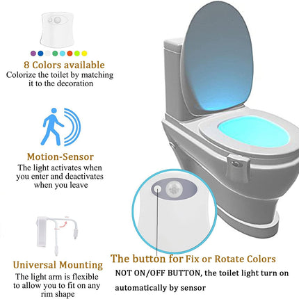 2-Pack Toilet Night Lights Motion Detection 8-Color Change Sensor Activated, Kom