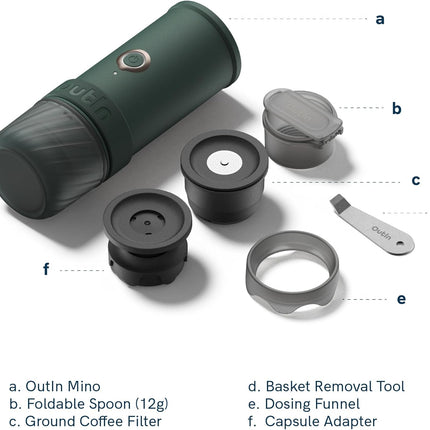 OutIn Mino Portable Electric Espresso Machine, Mini Camping Coffee Maker for Tra