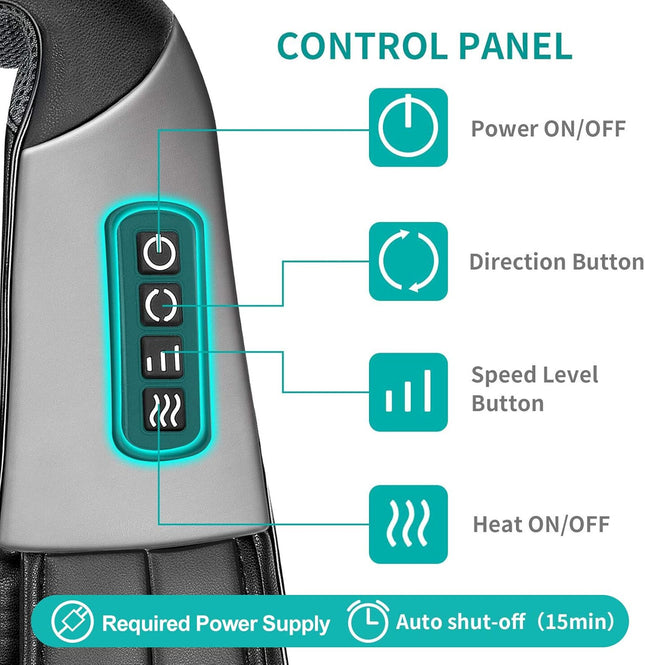 Nekteck Shiatsu Back Neck Massager, Deep Kneading Shoulder Massager with Heat, W